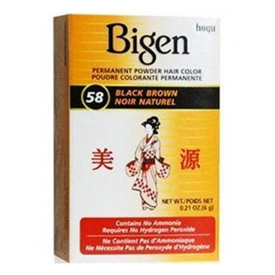 Bigen Permanent Powder Hair Color 58 Black Brown 0.21 oz